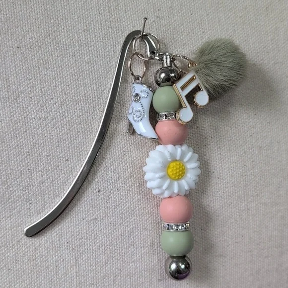 Country Western Cowboy Boot Floral Charm Metal  Bookmark with Music Note - Picture 3 of 7